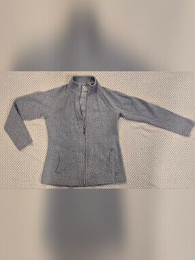 Tommy Bahama Gray Full Zip Knit Jacket Size Small Cotton Stretch Mock Neck